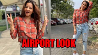 Bhojpuri Actress Monalisa’s Hyderabad Airport Look In Denim And Checkered Shirt, See Her Viral Pics