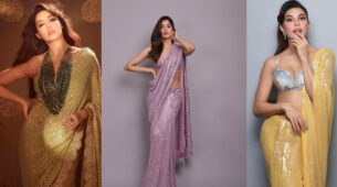 Nora Fatehi, Janhvi Kapoor & Jacqueline Fernandez are slayers in georgette sequin saree & these photos are proof