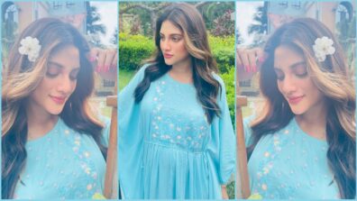 Nusrat Jahan Is A Flower Child As She Tucks Flowers In Her Hair Looks Drop-Dead Gorgeous In Pastel Kaftan