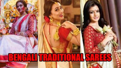 Nusrat Jahan, Mimi Chakraborty & Koel Mallick’s Best Bengali Traditional ‘White Saree Red Embroidery Looks’ To Try Out For Durga Puja This Year