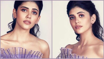 Oh So Hot: Sushant Singh Rajput’s Dil Bechara actress Sanjana Sanghi looks super sensuous in an off-shoulder lavender embellished outfit, fans in love with her eyes & lips