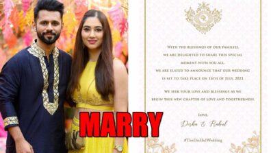 Rahul Vaidya and Disha Parmar to marry on July 16