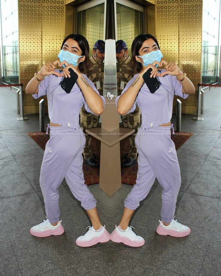 Rashmika Mandanna’s Pastel Sweat Suit & Double Color Sneakers Is All You Need To Slay The Airport Fashion: Yay Or Nay? - 0