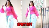 Spicy Hot: Sapna Choudhary Flaunts Her Curves In The Saree With Statement Sleeves Blouse, Belt And Matching Earrings
