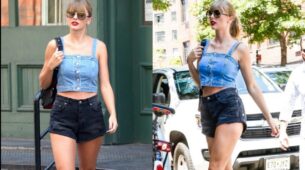 Steal Denim Crop Tops & Shorts From The Pop Singer Taylor Swift To Look Gorgeous
