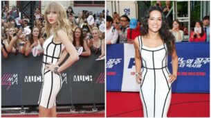 Taylor Swift Vs Michelle Rodriguez: Who Gets A 100 In An Alike White Dress?