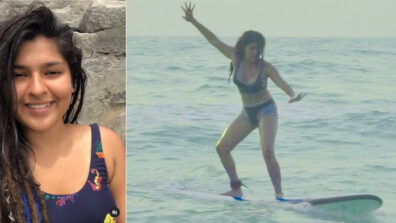 Water Baby: TMKOC fame Nidhi Bhanushali enjoys surfing in a super hot bikini, fans feel the heat