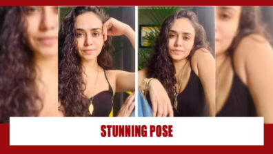 Alluring beauty: Amruta Khanvilkar dons a black top and denim; poses effortlessly for the camera