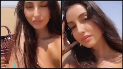 Beach Body Goals: Nora Fatehi flaunts her curves in a blue bikini at the beach, fans excited