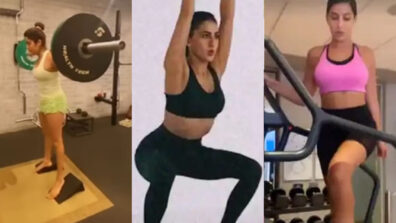 Curvaceous Beauties: Janhvi Kapoor, Sara Ali Khan and Nora Fatehi sweat it out in the gym, get ready to feel the heat