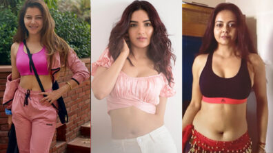 Curvaceous Midriff Goals: Bigg Boss divas Rubina Dilaik, Jasmin Bhasin and Devoleena Bhattacharjee flaunt their hot midriffs in stylish bralettes, fans sweat