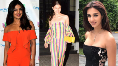 Flaunt your hot collar bone in an off-shoulder jumpsuit the Priyanka Chopra, Alia Bhatt and Disha Patani style to stab hearts