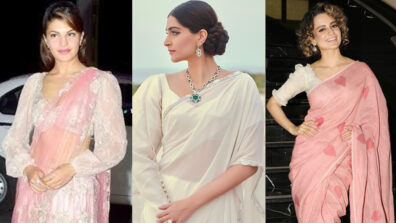 In love with the sensuous puff sleeves blouse design saree? Get cues from Jacqueline Fernandez, Sonam Kapoor and Kangana Ranaut