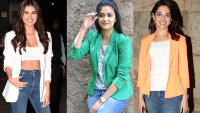 In love with the stylish blazer jacket style? Tara Sutaria, Keerthy Suresh and Tamannaah Bhatia are your vogue inspirations