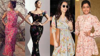 Keerthy Suresh, Tamannaah Bhatia, Shraddha Kapoor, Rashmika Mandanna and floral midi ensemble outfits, a quintessential visual delight