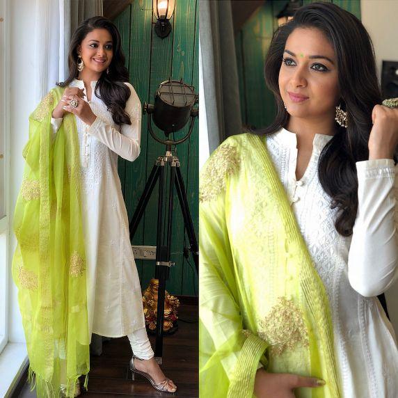 Keerthy Suresh’s Casual Ethnic Look In Salwar Kameez Will Make You Fall In Love, View Pics - 1