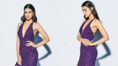 Kriti Sanon Looks Sensational In A Purple Plunging Neckline Gown