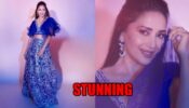 Madhuri Dixit looks elegant in plunging V neckline blouse with embellished lehenga, fans can’t stop drooling
