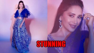 Madhuri Dixit looks elegant in plunging V neckline blouse with embellished lehenga, fans can’t stop drooling