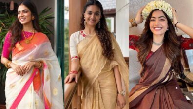 Onam Festival Fashion Goals: Malavika Mohanan, Keerthy Suresh and Rashmika Mandanna stun in cotton saree looks, you will love it