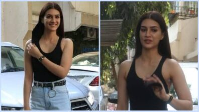 OOPS: When Kriti Sanon almost tripped before posing for the paparazzi; fans blame her high stilettos