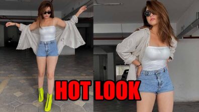 Reem Shaikh flaunts her hot legs in denim shorts and white crop top, fans go bananas