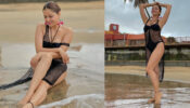 Rubina Dilaik poses sensuous in her black monokini outfit at beach, fans feel the heat