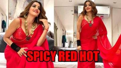 Spicy Red Hot: Monalisa’s hot deep-neck saree look will make you fall in love with her