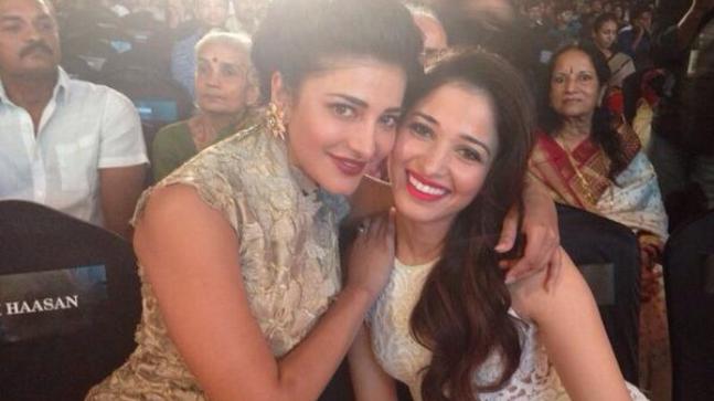 Spotted Error: Gossip Girls Tamannaah Bhatia & Shruti Haasan Spotted Telling Ear-Secrets, See Pics Here - 1