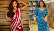 Taarak Hot Babes: Sunayana Fozdar raises the oomph game in a red & white printed saree, Palak Sindhwani does a hot dance in blue ethnic Kurti
