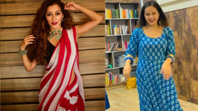 Taarak Hot Babes: Sunayana Fozdar raises the oomph game in a red & white printed saree, Palak Sindhwani does a hot dance in blue ethnic Kurti