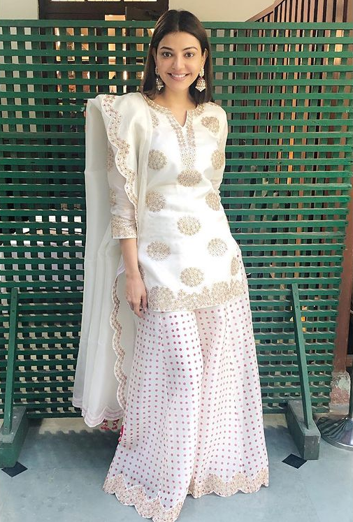 This Festive Season Swirl In Your Beautiful Shararas, Take Cues From Kajal Aggarwal - 1