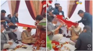 Wedding visitors enjoy an extraordinary ‘back-and-forth’, fall near the mandap, Check Out The Viral Video