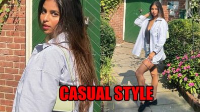 Casual Style: Suhana Khan looks gorgeous in oversized shirt with a tank top and shorts