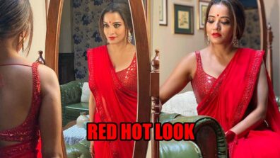 Desi Girl: Monalisa looks spicy red hot in latest saree photos, fans feel the heat