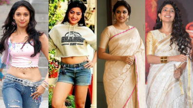 Desi Vs Videsi: Tamannaah Bhatia and Rashmika Mandanna in hot western crop tops Vs Keerthy Suresh and Sai Pallavi in traditional Indian sarees: Who do you enjoy admiring more? (Fan Battle)