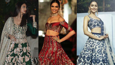 Divine Beauties: Aishwarya Rai, Deepika Padukone and Alia Bhatt are mesmerizing damsels in Manish Malhotra’s handcrafted long gherao lehengas, fans in awe of their beauty