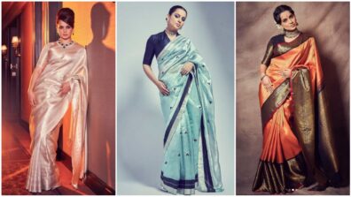 Elegant Grey To Vibrant Orange: Kangana Ranaut’s Silk Sarees For Any Occasion, Take Notes