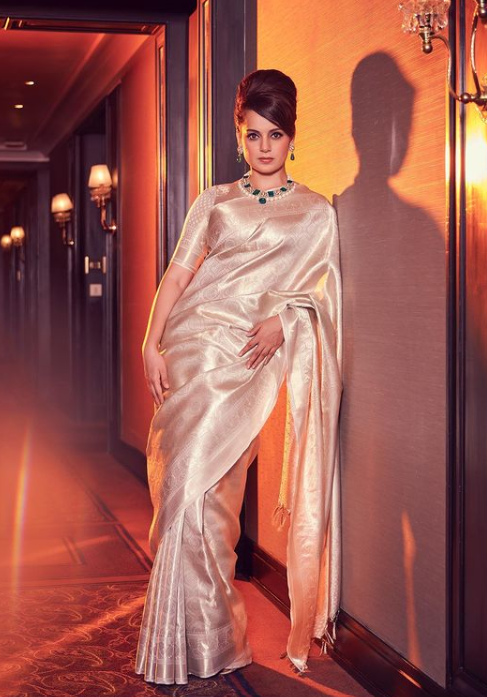 Elegant Grey To Vibrant Orange: Kangana Ranaut’s Silk Sarees For Any Occasion, Take Notes - 0