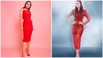 Every Woman Has Her Shade Of Red: Karisma Kapoor Vs Malaika Arora: Which Diva’s Red Bodycon Midi Dress Would You Like To Steal For A Cocktail Party?