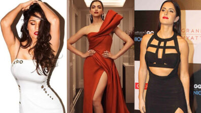 Flaunt your hot pair of legs in sensuous thigh-high slit gowns like Disha Patani, Deepika Padukone and Katrina Kaif to set a vogue statement