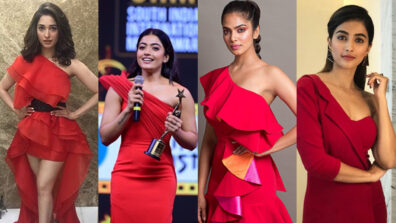 Hottest South Babes: Tamannaah Bhatia, Rashmika Mandanna, Malavika Mohanan and Pooja Hegde are spicy hot beauties in red one-shoulder outfits, are you already crushing?