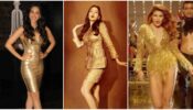 In love with the royal golden shimmery dress style? Kiara Advani, Nora Fatehi and Jacqueline Fernandez are your vogue Goddesses