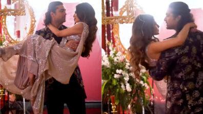 Love Is In The Air: Jubin Nautiyal lifts Mouni Roy in her super hot silver shimmery saree avatar, gets lost in her romantic eyes