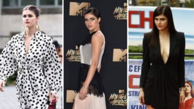 Loving all the sparkle this season! Steal sizzling dresses from Alexandra Daddario’s closet