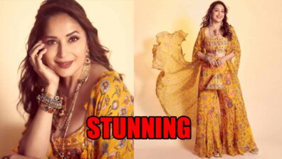 Madhuri Dixit shines like a sunshine in mustard ethnic wear, fans love it