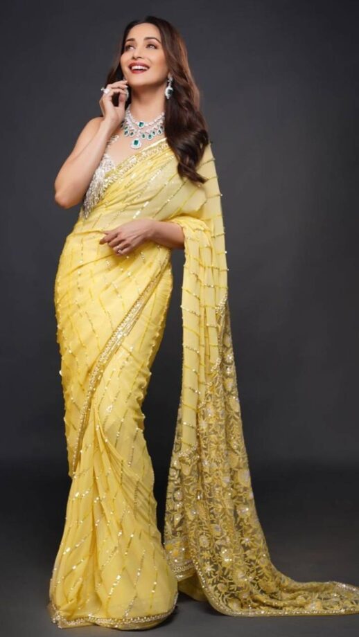 Modern To Ethnic: Timeless Beauty Madhuri Dixit’s Saree Collection Is Flamboyant - 0