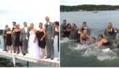 Viral Video! A Wedding Party Takes A Huge Plunge Into The Water When The Dock They Are Standing On Suddenly Collapses