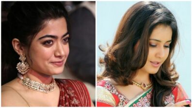 Rashmika Mandanna Vs Raashi: Which Diva Wore The Quintessential Necklace On Red Saree?