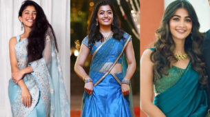 Sai Pallavi, Rashmika Mandanna and Pooja Hegde dazzle in blue ethnic desi sarees, fans love it